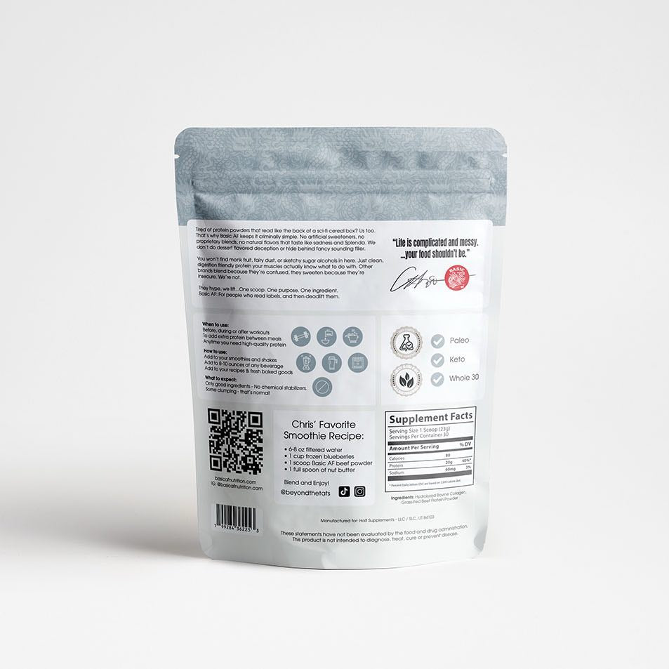 Basic AF - Grass Fed Beef Protein (30 Servings)